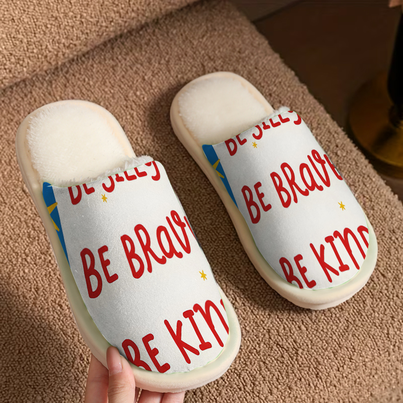 Men Shoes Quotes - Kind Quote Luxury Plush Slippers Men
