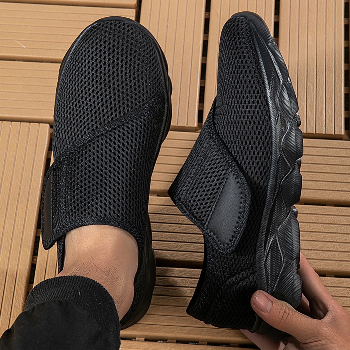 New Men Breathable Mesh Walkin - Men Shoes Velcro review and price