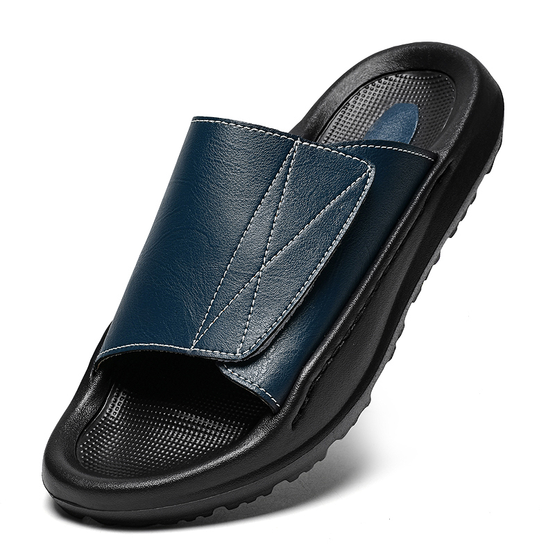 Easy-top Leather Slide Slipper - Men Shoes Velcro review and price