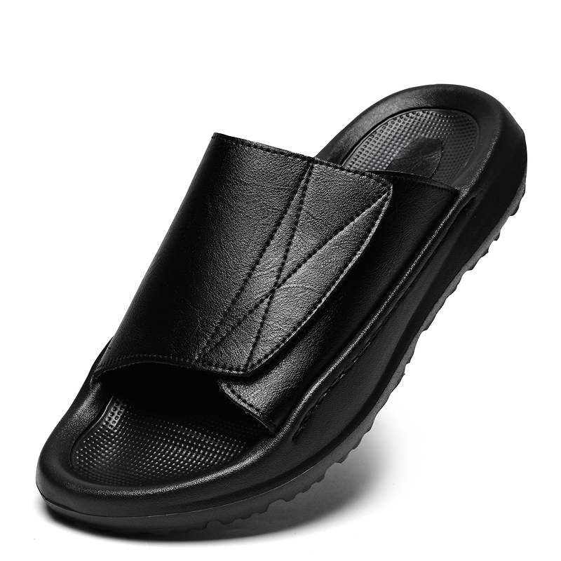 Easy-top Leather Slide Slipper - Men Shoes Velcro review and price
