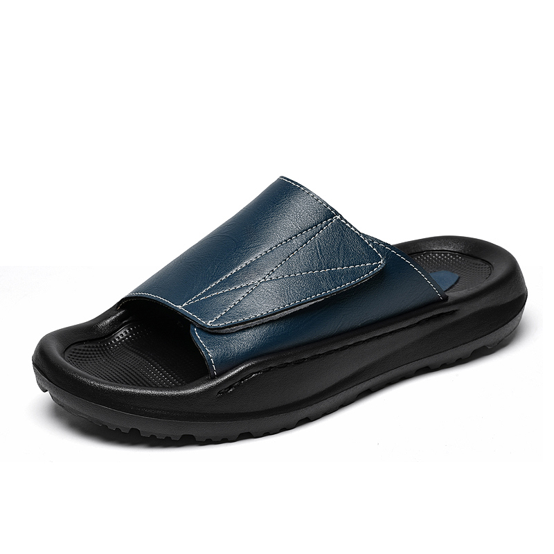 Easy-top Leather Slide Slipper - Men Shoes Velcro review and price