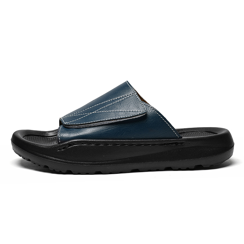 Easy-top Leather Slide Slipper - Men Shoes Velcro review and price