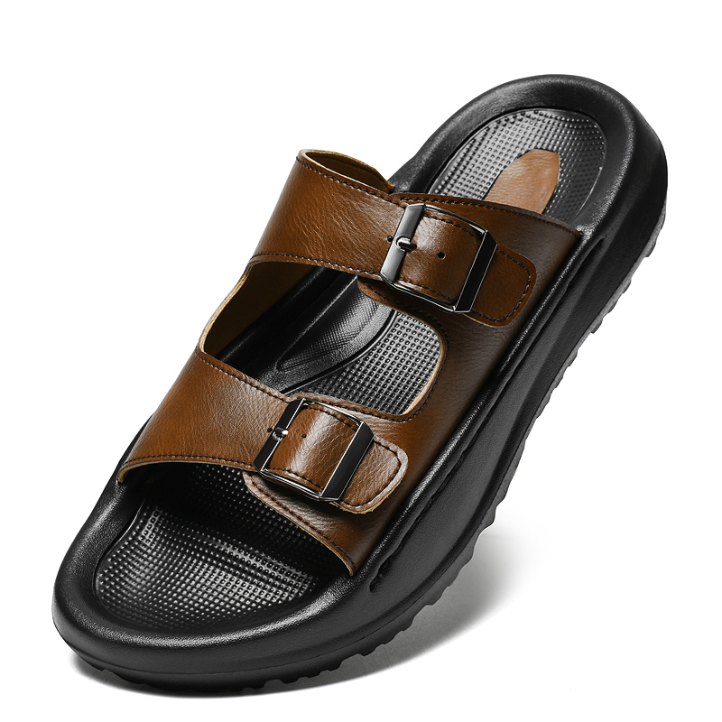 Mens Slip On Sandals Leather S - Men Shoes Velcro review and price