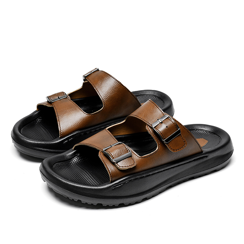 Mens Slip On Sandals Leather S - Men Shoes Velcro review and price