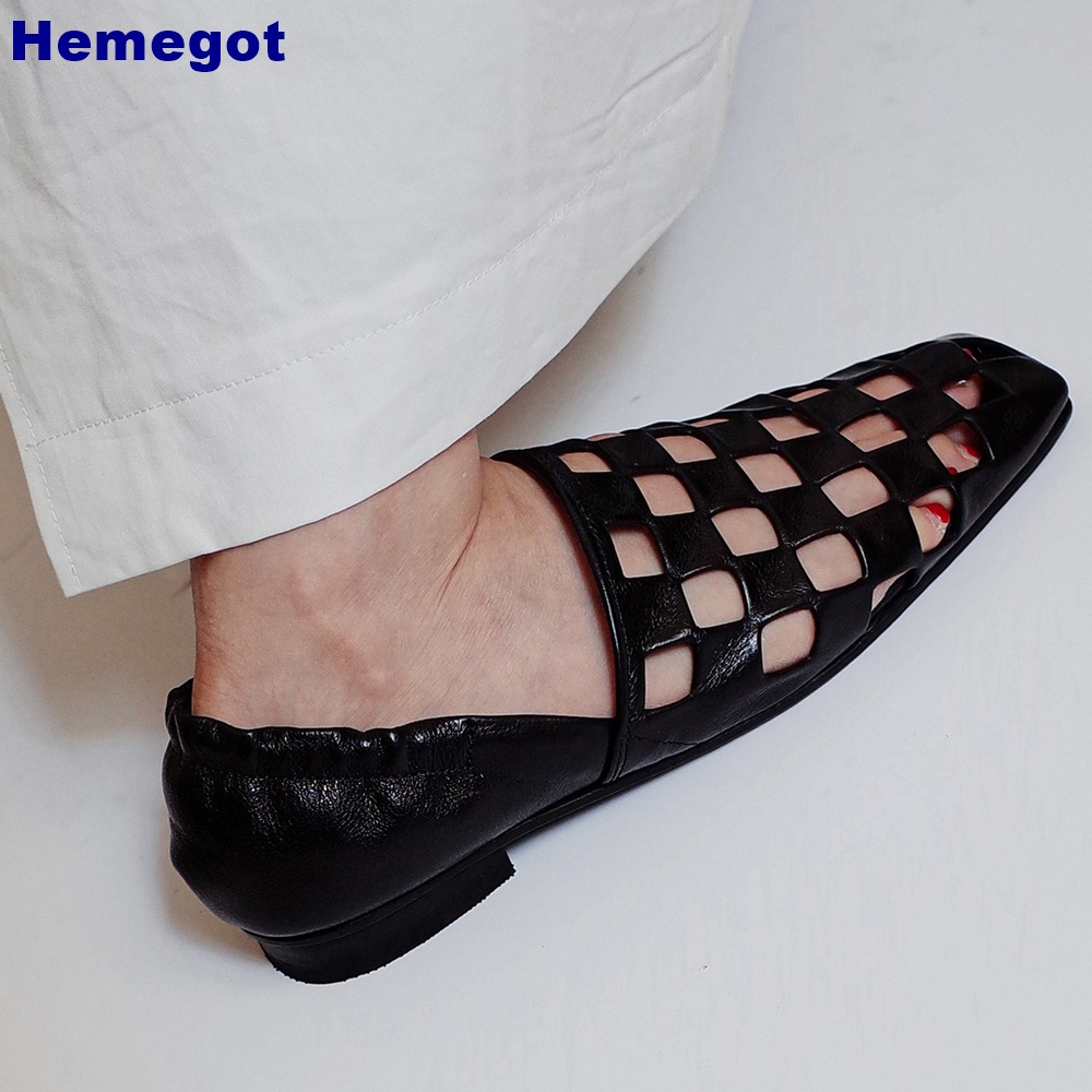 Women Black Caged Flat Sandals - Loafer Slip On Men review and price