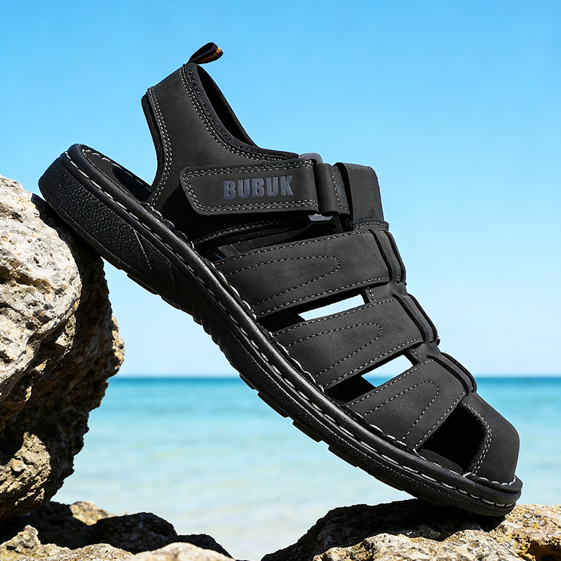 BUBUK Men's Leather Sports San - Men Shoes Velcro review and price